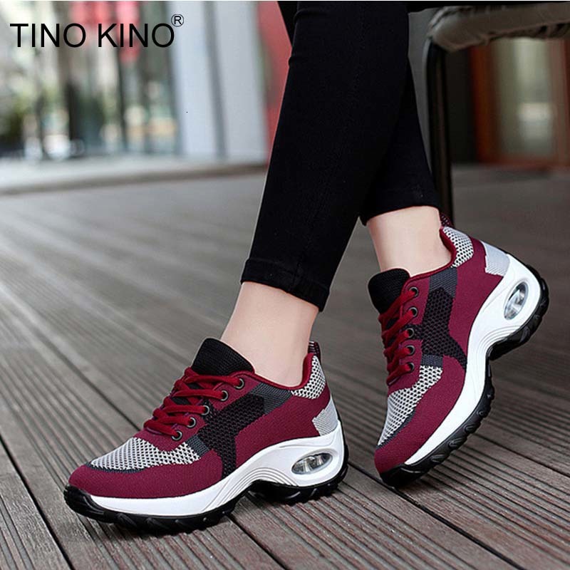 

2021 Women Vulcanize Shoes Sneakers Autumn Breathable Mesh Flats Slip on Casual Ladies Fashion Walking Shoe New 5t4k, Claret