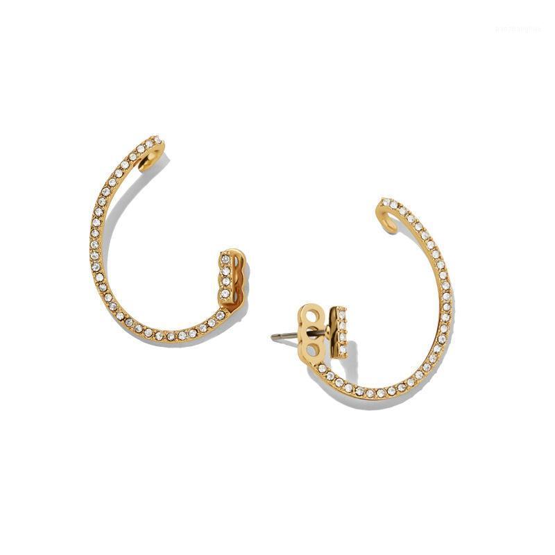 

European And American Shiny Jewelry Female Ear Clip Earrings Retro Line Vintage Hanging Exquisite Stud, Golden;silver
