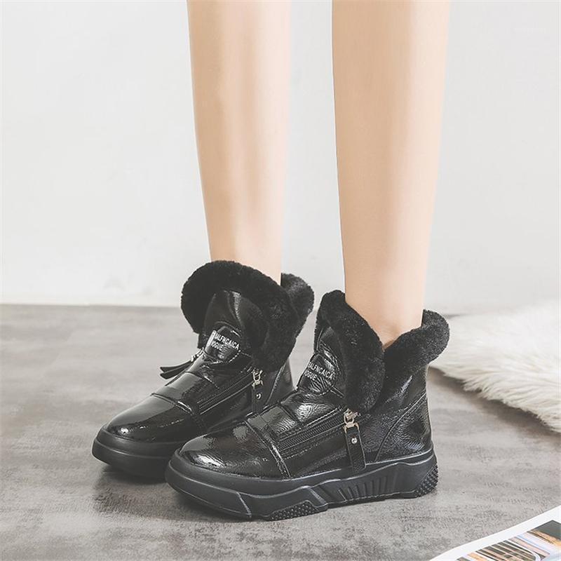 

Enplei Snow Boots Women Winter Boots warm Waterproof Female Cotton Shoes Platform Fashion Fur Plush Ankle size 35-401, Black