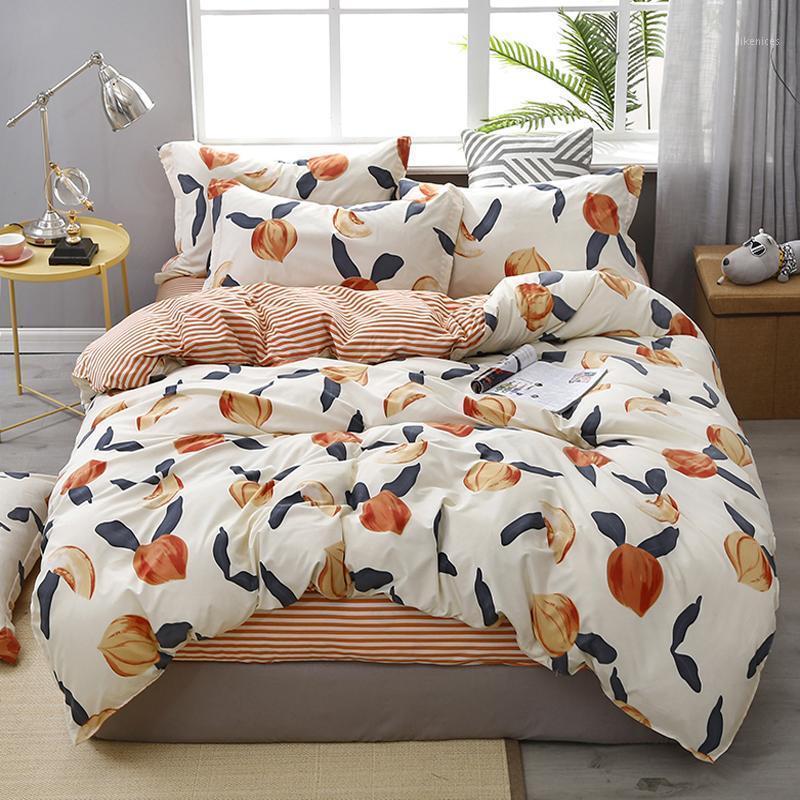 

57 3/4pcs  Full Queen King Size Bedding Set Fruit Flower Family bed Sheet Duvet Cover Pillowcase Single Double bed set1, Jifoury-huasan017