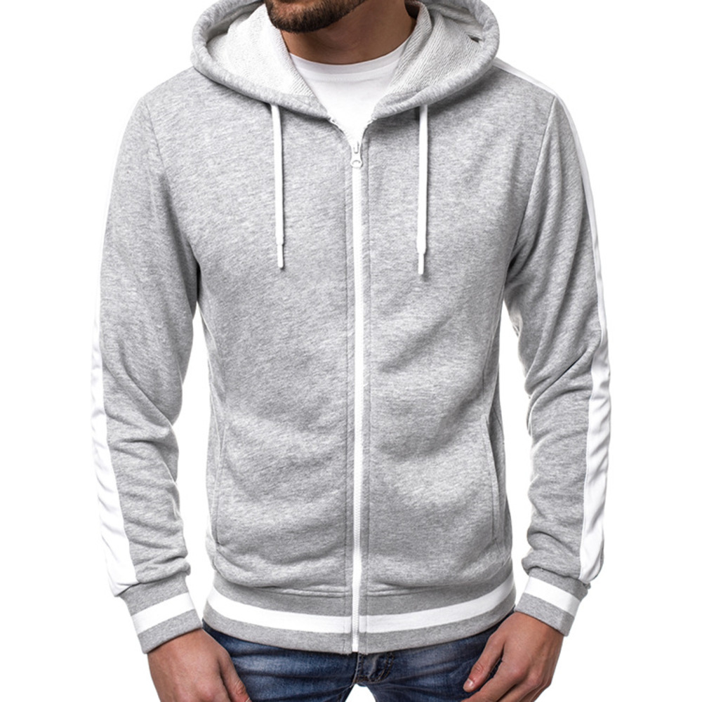 

Autumn and winter color matching thickened hooded fashion hoodie, Black