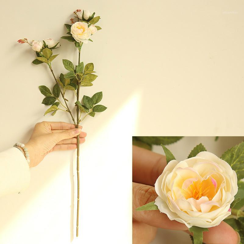 

7Pcs/lot 5 Heads Small Rose Silk Artificial Flowers Fake Fleur Camellia for Home Decoration Flores Wedding Table Display1, Pink