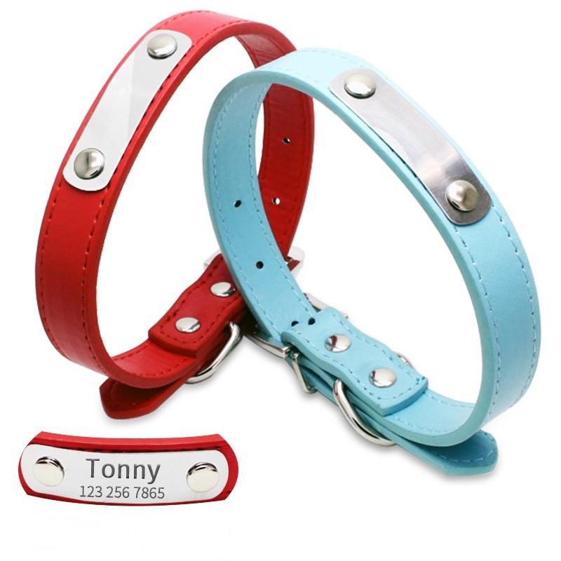 

Free Lettering Name ID Tags Dog Collar Pet PU Leather Material Adjustable Products For Dogs Collar Small Big Pitbull Accessories