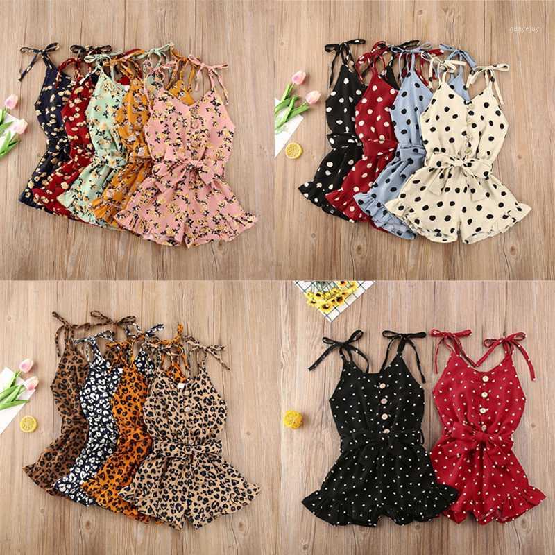 

2020 Summer Newborn Baby Girl Clothes Sleeveless Leopard Flower Print Suspender Romper Jumpsuit One-Piece Outfit Summer Clothes1, Floral green