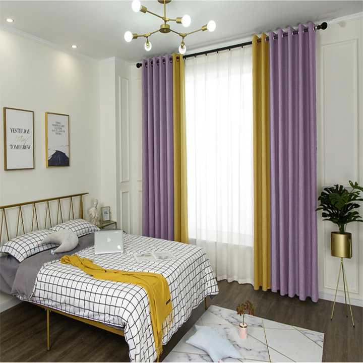 

Contemporary And Contracted Island Linen Curtains, Dark grey yellow