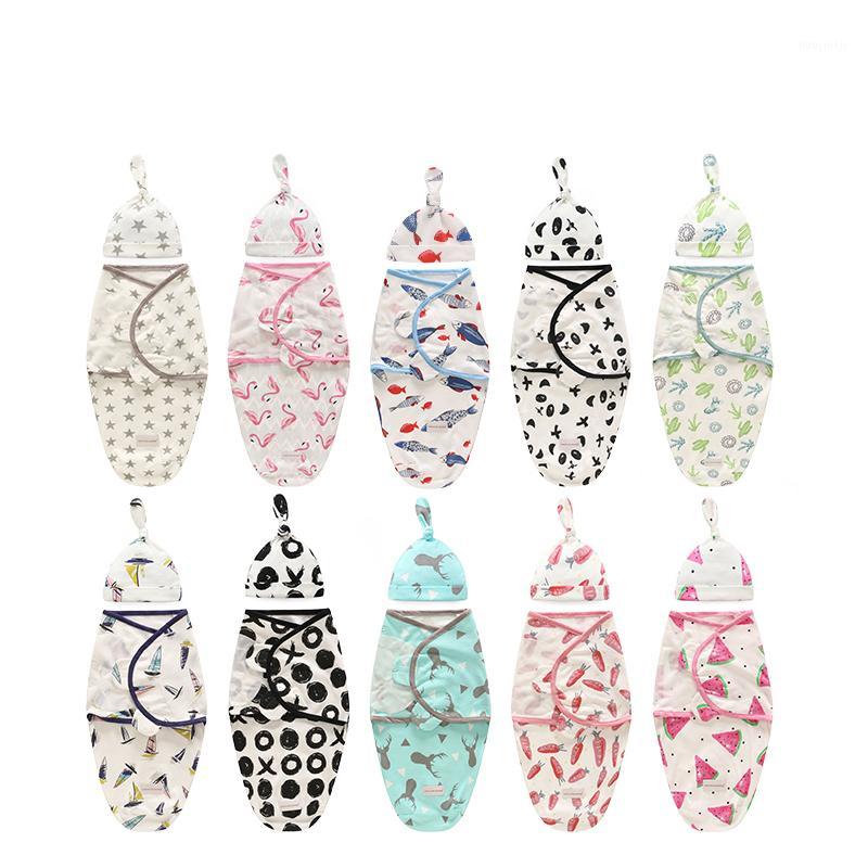 

Newborn Sleeping Bag With Parcel Blanket Headband Set For Wrap + Hat Cotton Baby Receiving Blanket Bedding HAT 2 Pieces Set1, White