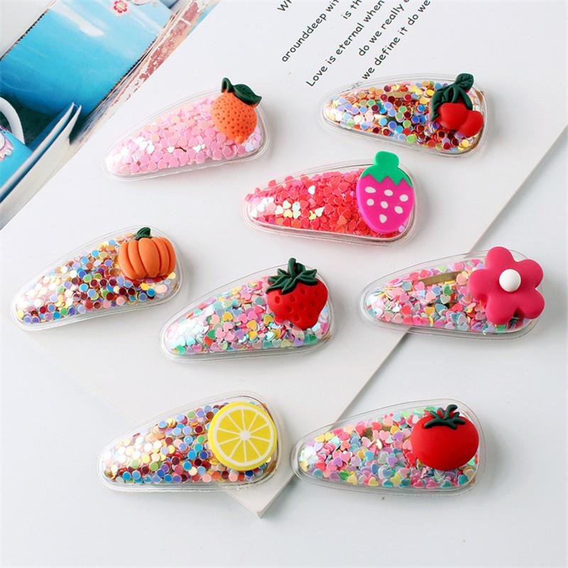 

Free shipping summer Children's Hairpins ins sequin baby girl's Hairclips sweet Side Clips kid's hair accessories, Strawberry