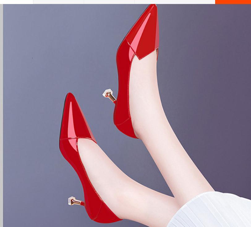 

2021 Women's Shoes in Spring and Autumn New Style Fine Heel Pointed End @62 D9NJ, Red