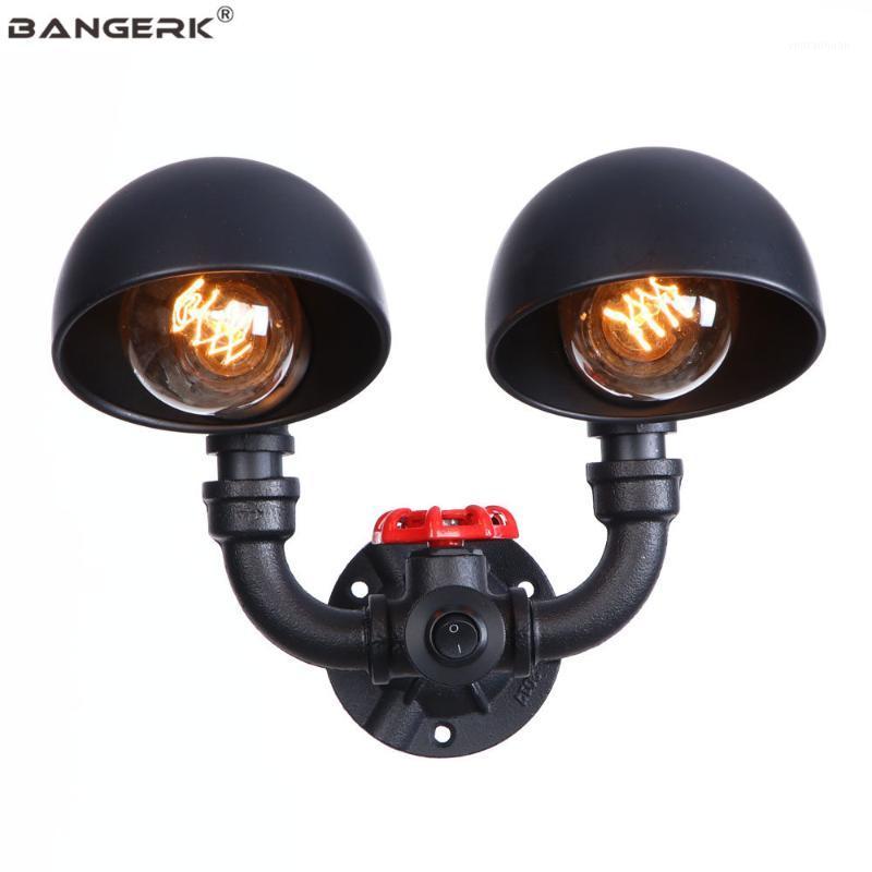 

Industrial Edison Wall Sconce Loft Decor Vintage Double Water Pipe Wall Light Switch Black Iron LED Lamp Home Lighting1