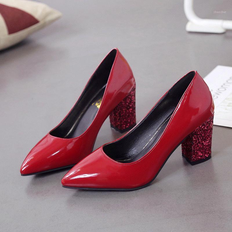 

Fashion Spring High Heels Patent Leather Designer Pumps Sexy Concise Elegant High-heeled Shoes zapatos tacon mujer U18-931, Black