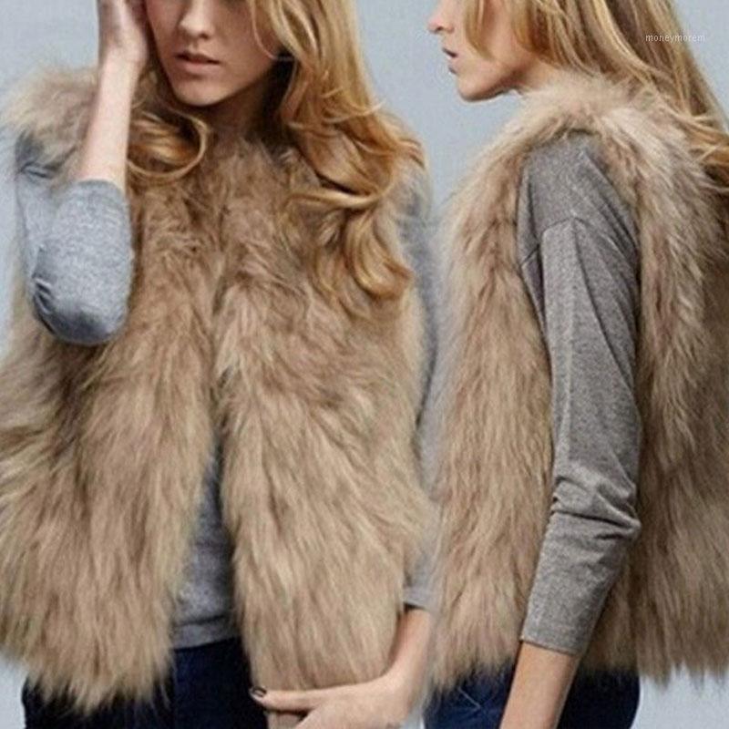 

Autumn Winter Women Fur Vest Warm Faux Short Jacket Vests Furs Coats Lady Casual Gilet Outwear S-3XL H81, Black