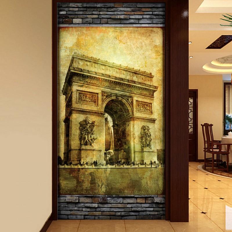 

Dropship Photo Wallpaper Stereo 3D European Architecture Triomphe Entrance Map TV Wall Mural Background Wall Custom Wallpaper, As pic