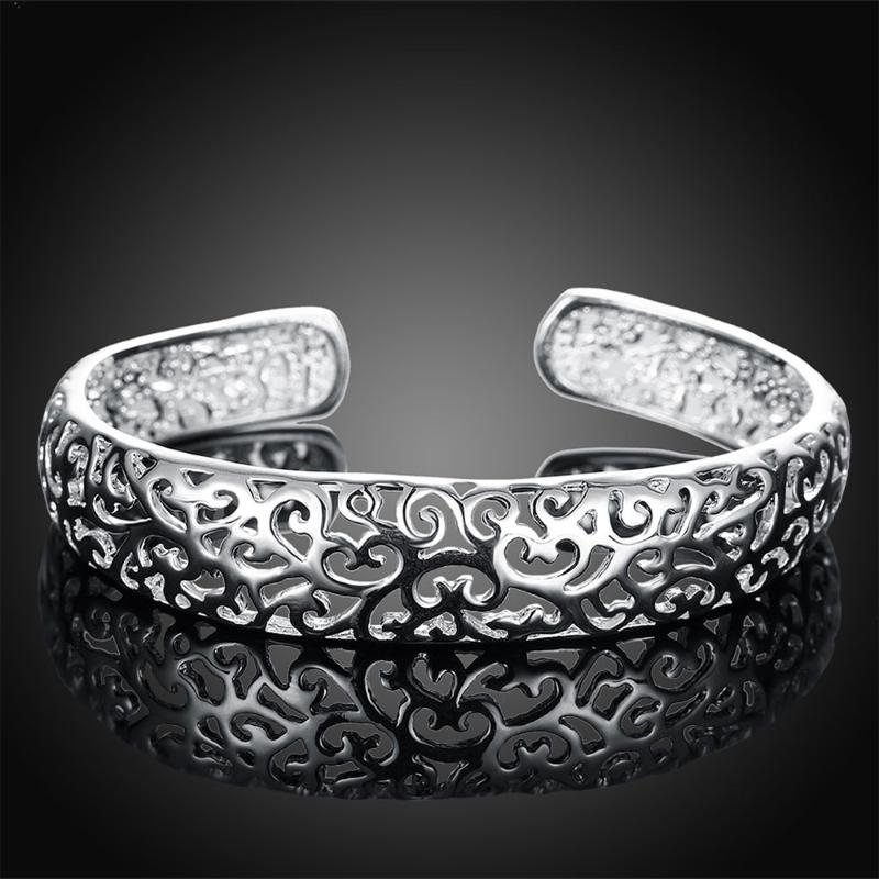 

Vintage Fashion Plated Bezel Hollow Open Bracelet Girl Bracelets & Bangles Female Cute Women Wedding Jewelry, Black