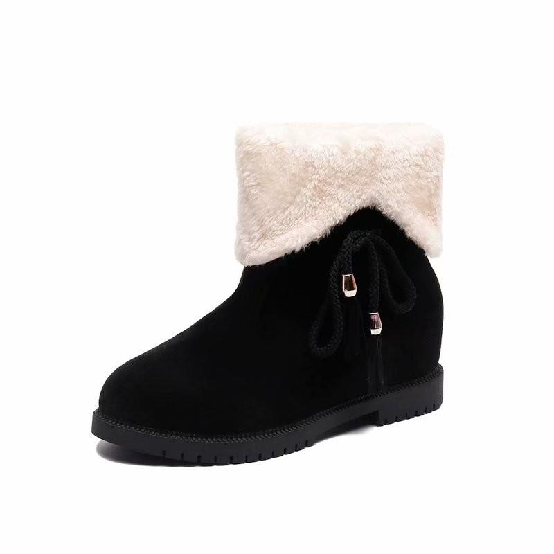 

Autumn and winter snow boots women's short boots women's shoes non-slip flat velvet thickened ankle warm two-wear cotton, Black