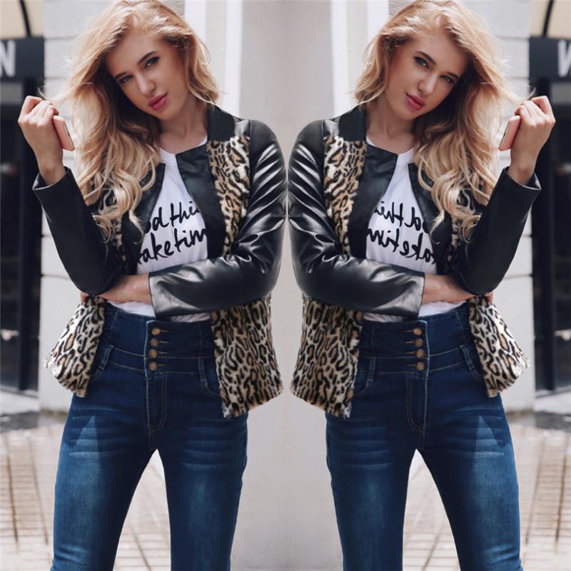

Lanshifei F0016 Top Grade Luxurious Fur Parka Ladies Short Jackets PU Leather Sleeves Faux Fur Coats Woman Leopard Jacket, As pic