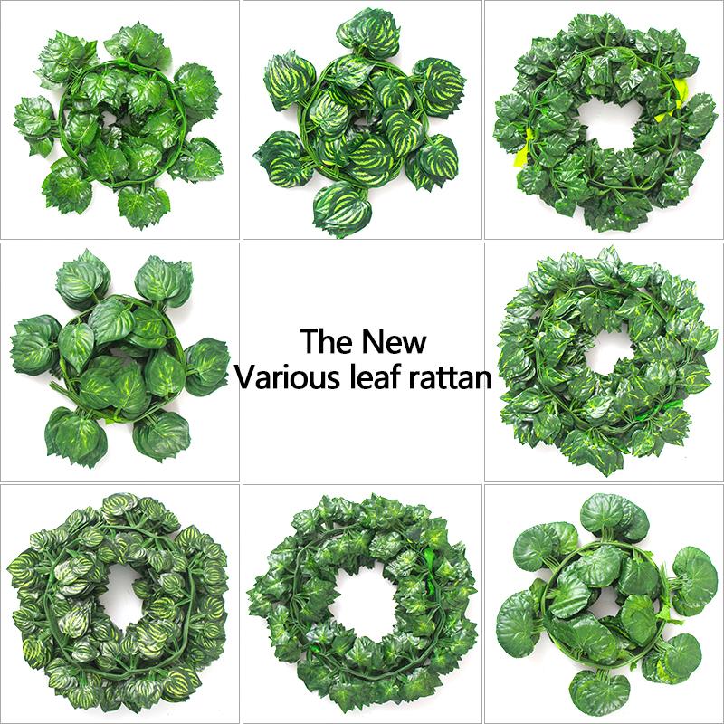 

New multi-leaf rattan cheap home decoration artificial fake ivy wreath plant trellis bougainvillea creeper green ivy wreath