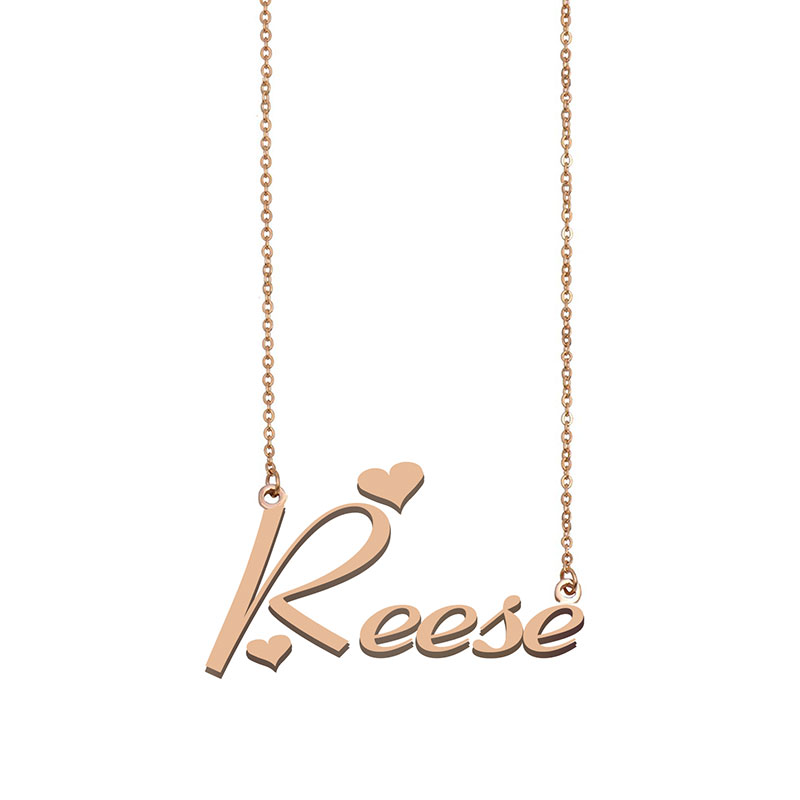 

Reese Name Necklace Custom Nameplate Pendant for Women Girls Birthday Gift Kids Best Friends Jewelry 18k Gold Plated Stainless Steel, Silver