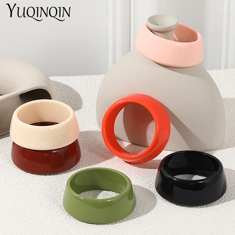 

Bangle Trendy Wide Cuff Bracelets For Women Minimalist Irregular Acrylic Resin Round Charm Jewellery Colorful
