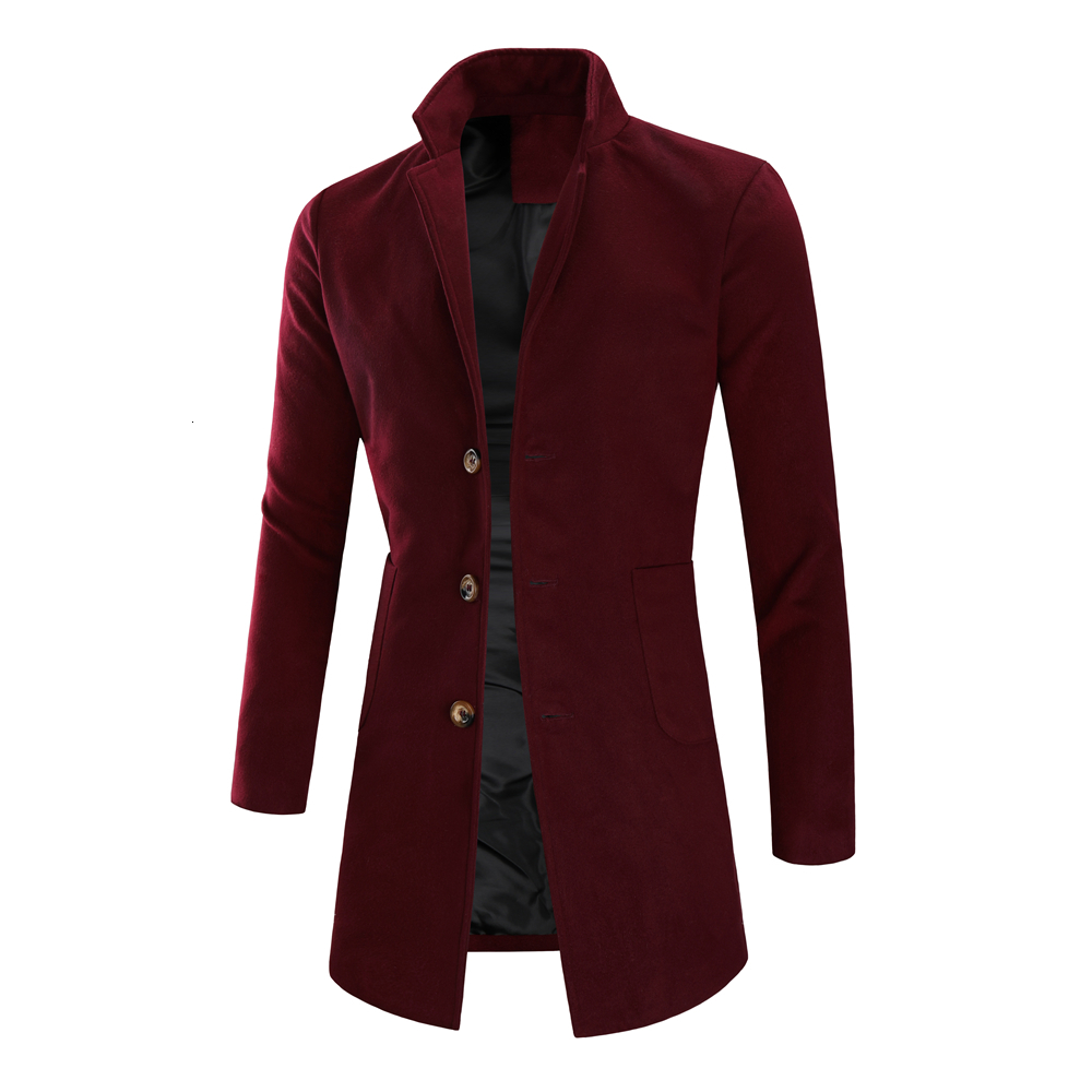 

Male Coat Autumn Warm Winter Medium Long Woolen Quality Wind-proof Top Jacket Avn2, Black