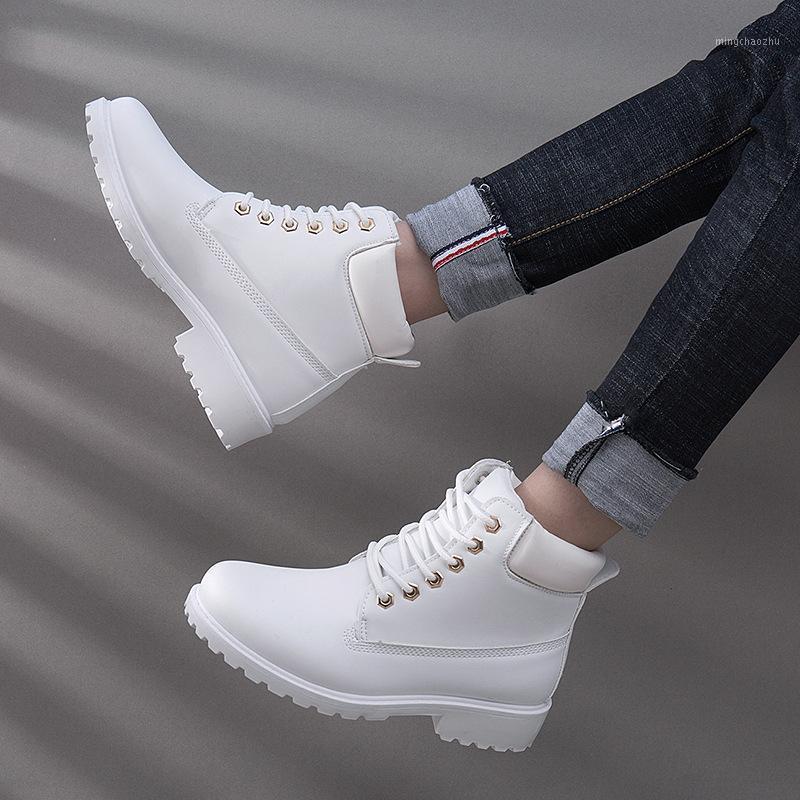 

Ankle boots women shoes 2020 warm plush snow boots leather winter shoes woman warm fur plush Insole white women1, Brown with fur