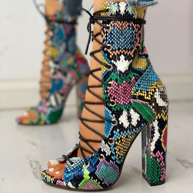 

2021 New Nightclub Spring Serpentine Women Fashion High 10cm Heels Platform Sandals Party Wedding Shoes Plwf, Snake