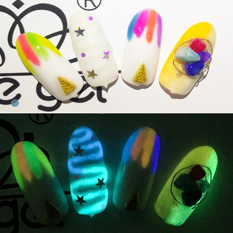 

Hot 2g/Box Ultrafine Glow Fluorescent Nail Glitter Colorful Luminous Decoration DIY Nail Tool Fluorescence Effect Gleamy Powder