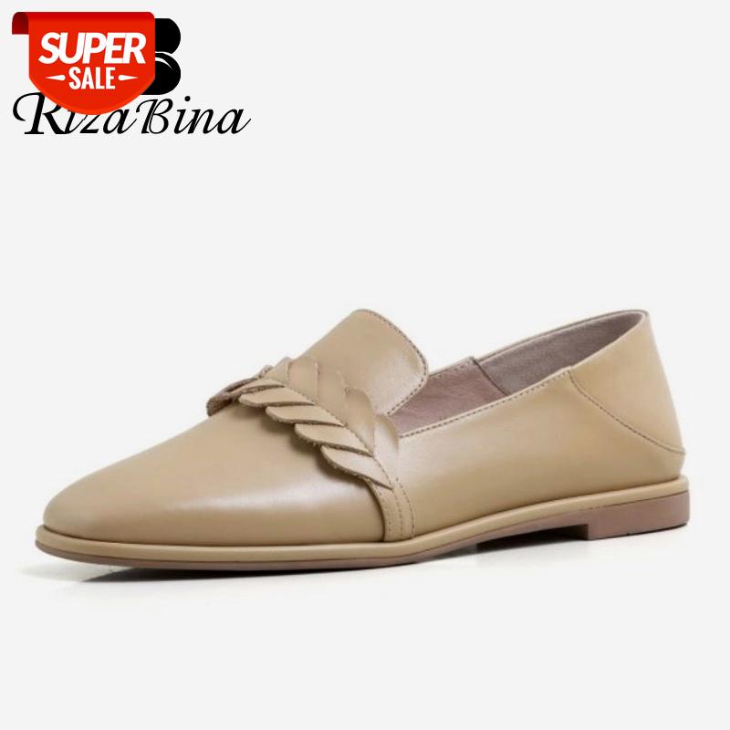 

RIZABINA Size 34-40 Women Flat Shoes Genuine Leather Round Toe Ladies Shoes Fashion Casual Autumn Spring Women Footwear #Wg8h