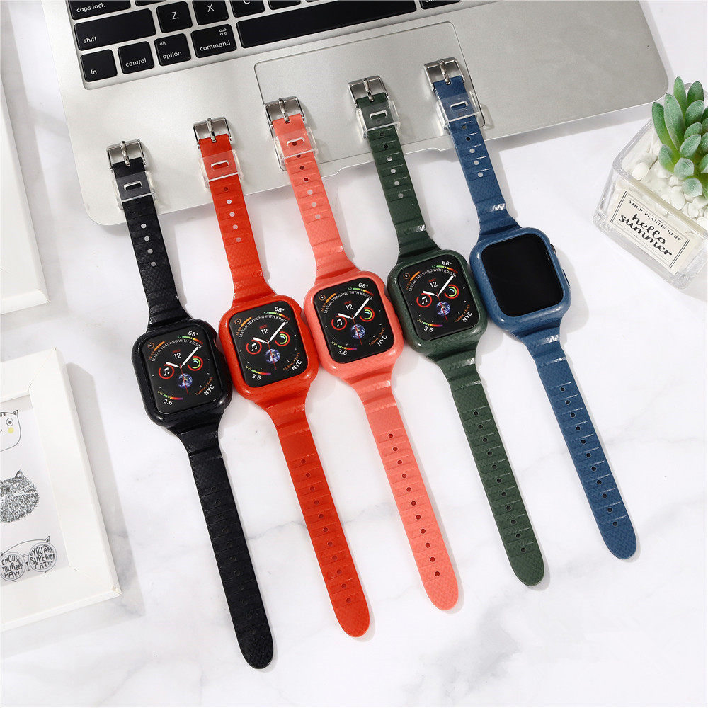 

for Apple Watch iWatch Series SE 6 5 4 3 2 1Tough Armor Protective Case Band Strap Cover, Red