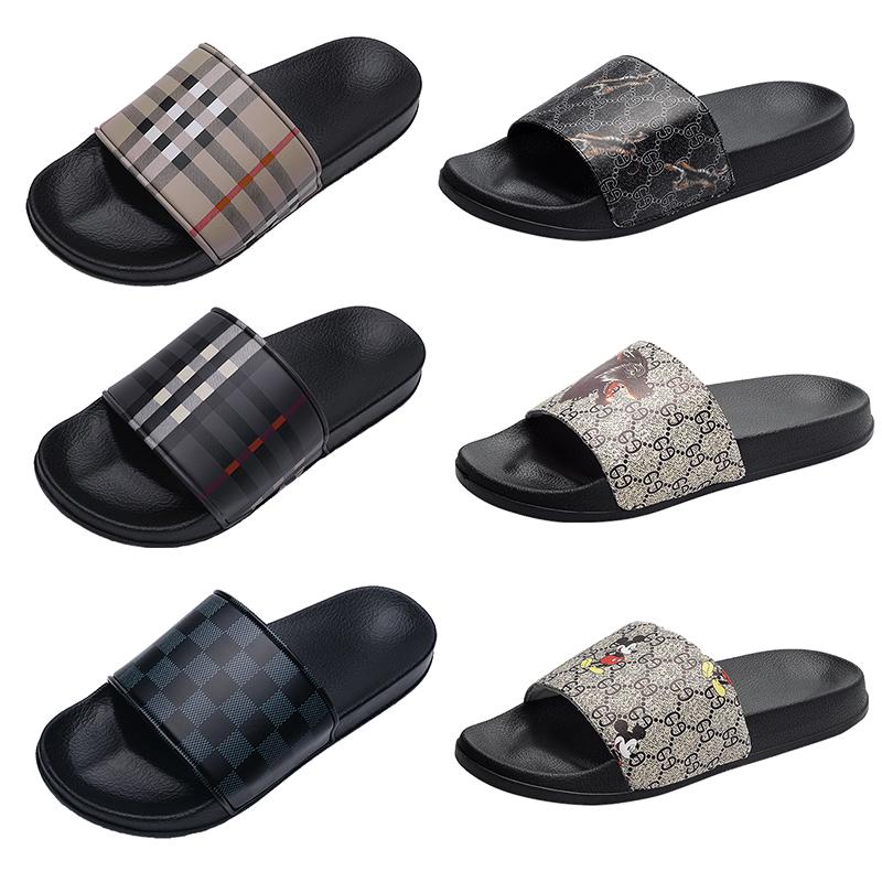 

Luxury Slides Sandals Designer slippers Shoes with Tiger wolf cartoon Grid pattern Summer Beach Sandal Slipper Flat men outdoor indoor flip, 621 3#