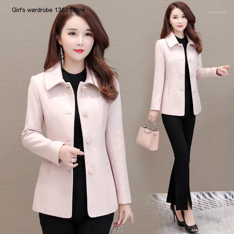 

Woolen coat women's short style fall 2020 new small Korean version waist slim fit and versatile woolen coat trend1, Pink