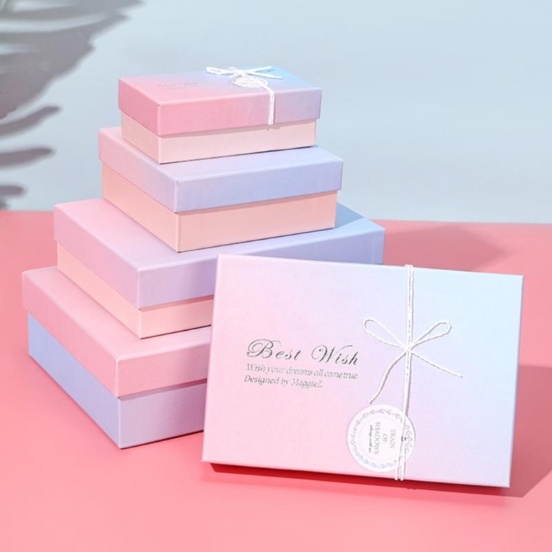 

Valentine's Day Gift Box Simple Gradient Design Present Container with Lid L9CF