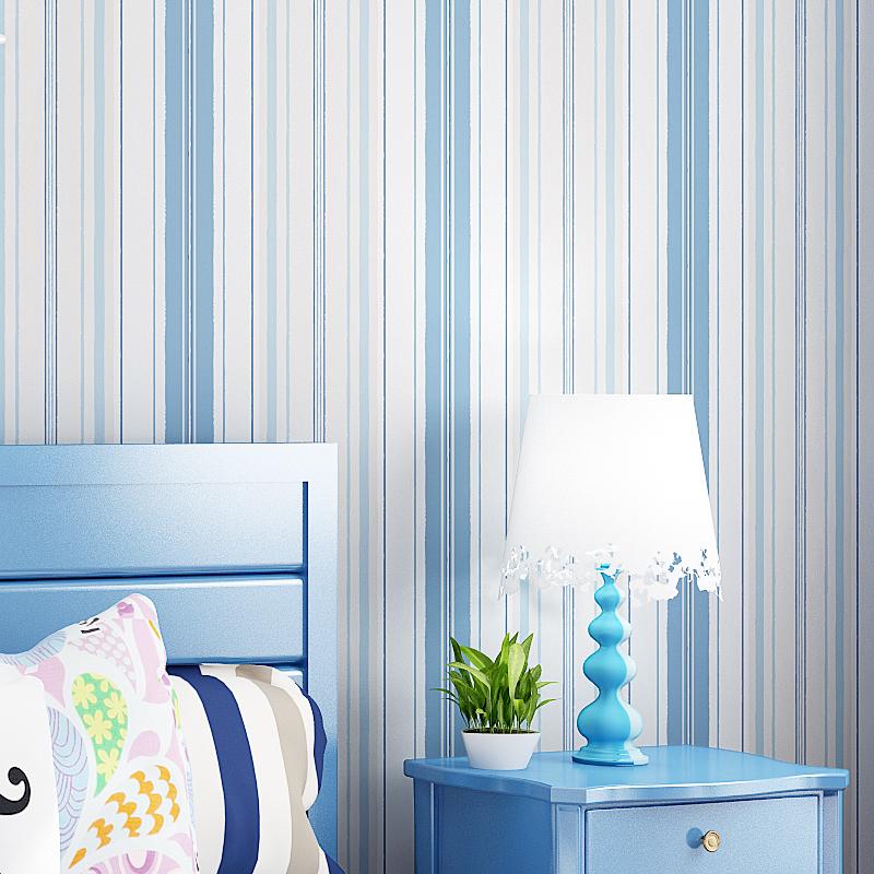 

2020 New Childs Room Striped Wallpaper Baby Girl Boys Pink Blue Wallpapers Roll diy Wall Decoration Wall Papers Home Decor ZQ112