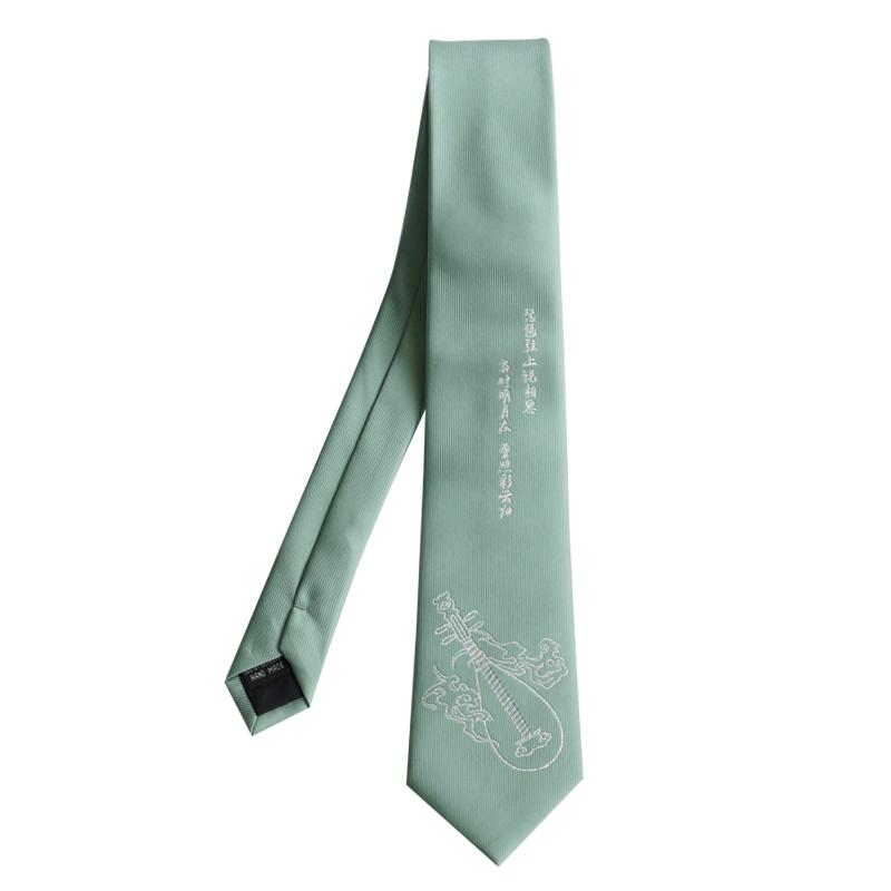 

Free Shipping New Male men's Original design tie female students personality gift necktie Pipa mint green Chinese style ancient