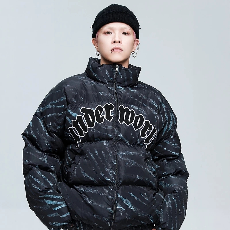 

2020 Pattern Standard Printing Streetwear Hip Hot Thick Outwear Jacket Nkie, Black