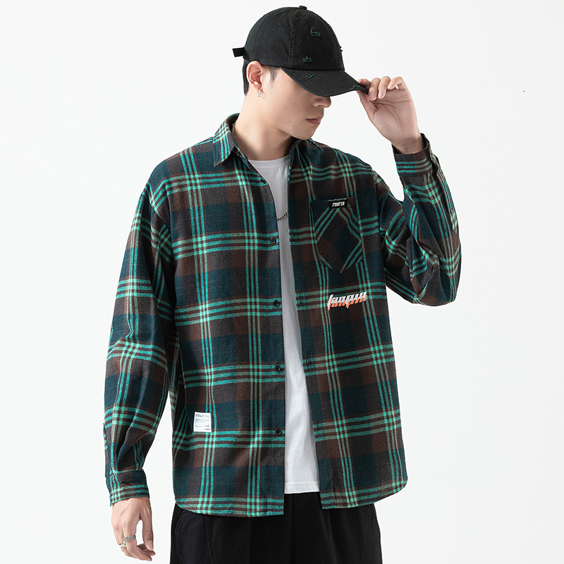 

2021 Brand Spring Autumn Long Sleeves New Flannel Collar Black Korea Style Shirt for Men's Clothes Veu3, Hc20383 2