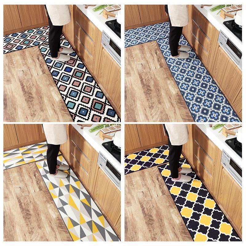 

Diamond Plaid Long Floor Mat Doormat Oil Absorption Kitchen Mat Bathroom Carpet Living Room Front Door Rugs tapis cuisine RC1671