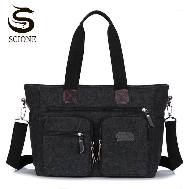 

Unisex Briefcase Men Women High Quality Canvas Handbags Business Messenger Shoulder Bag Laptop Bag Casual Travel Bags XA125M1, Black