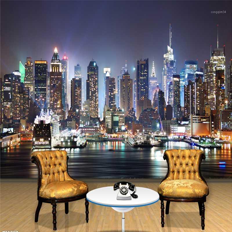 

Drop Shipping Custom 3D Photo Wallpaper New York City Night Wall Painting Art Mural Wallpaper Background Wall Papers Home Decor1, As pic