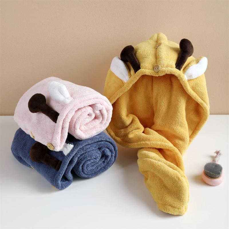 

Double Thickening Cute Hair Dry Cap Super Absorbent And Quick-Drying Shower Cap Washing Hair Towel