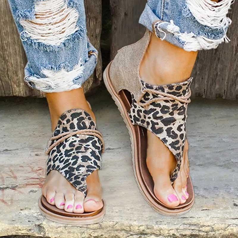

New Women Sandals Vintage Summer Shoes Leopard Print Flat Shoes Large Size Women Sandals Summer Ladies sandalia feminina1, Light leopard