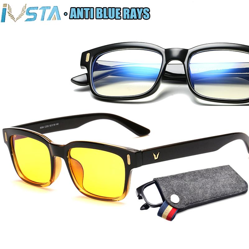 

Fashion Sunglasses Frames IVSTA Computer Glasses Anti Blue Light Frame Men Geek Spectacle Gaming Blocking Prescription With Bag