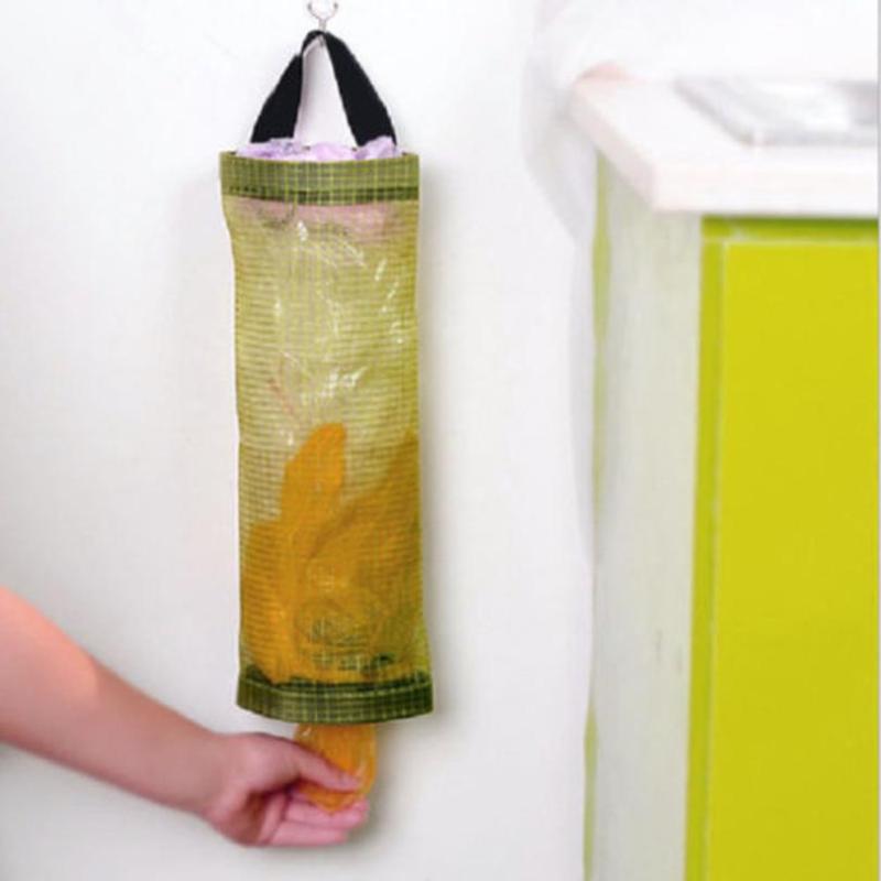 

Creative Hollow Breathable Hanging On the wall Storage Bag container Organizer Bags for Spare plastics bags at home as shopping