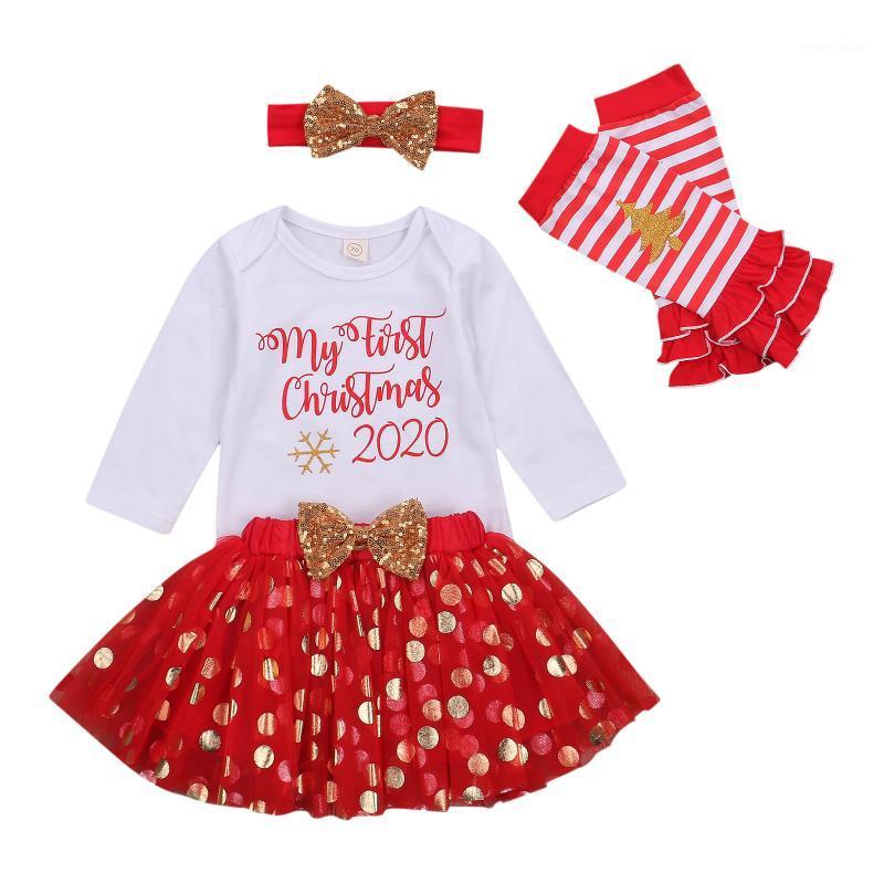 

Baby Girls Christmas 4pcs/set Headband Long Sleeve Tops Mini Skirt Legs Warmers 2020 Christmas1, Red