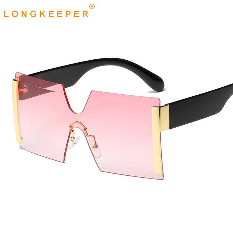 

Sunglasses Fashion Oversized Square Women Men Vintage Rimless Big Sun Glasses Ladies Flat Top One Piece Gradient Eyeware Oculos