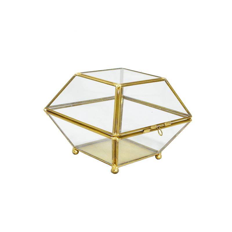 

Vintage European Princess Metallic Glass Jewelry Storage Box with Cover Romantic Wedding Ring Box Christmas Gift for Guests