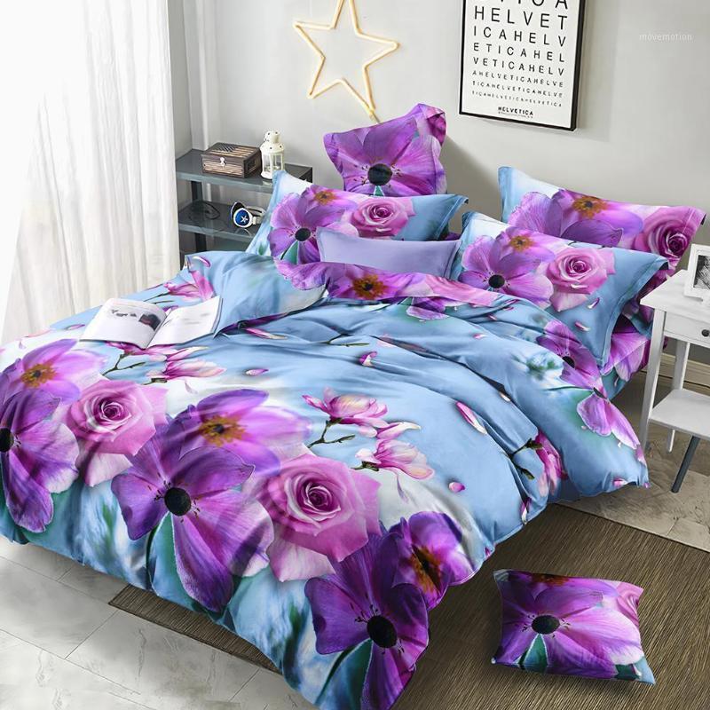 

47 4Pcs/Set Fashion 3D Printed Bedding Set Sheet Quilt Cover Pillowcases Wedding Housewarming Decoration1, Calla lily