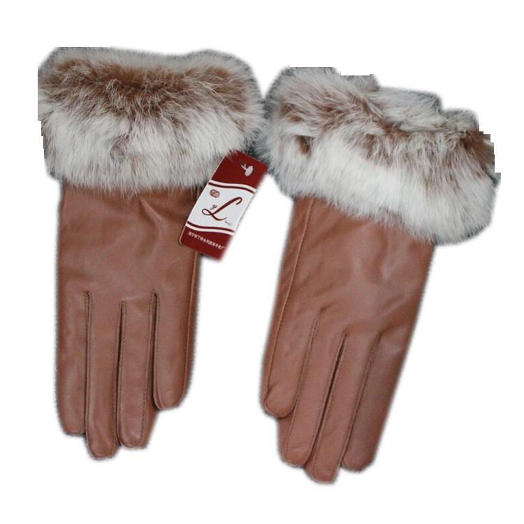 

Harppihop Fur Women Winter Genuine Leather Gloves Fashion Brand Fur Warm Driving Girls Gloves Goatskin Mittens Guantes