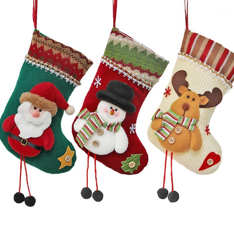 

2018 New Christmas Sock Gift Bag Christmas Decoration Santa Claus Socks Decoration Supplies1