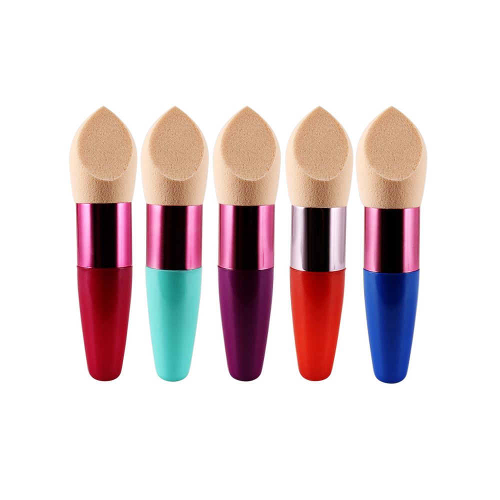 

1pc Natural Sponge Makeup Puff with Handle Dry Wet Face Foundation Powder Sponge Mini Head Bevel Shaped Makeup Tools