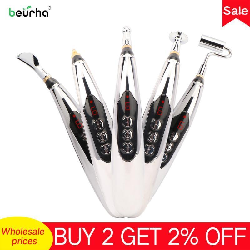 

5 in 1 Electronic Acupuncture Massage Pen USB Rechargeable Meridian Energy Gun Laser Pulse Therapy Pain Relief Face Lifting1